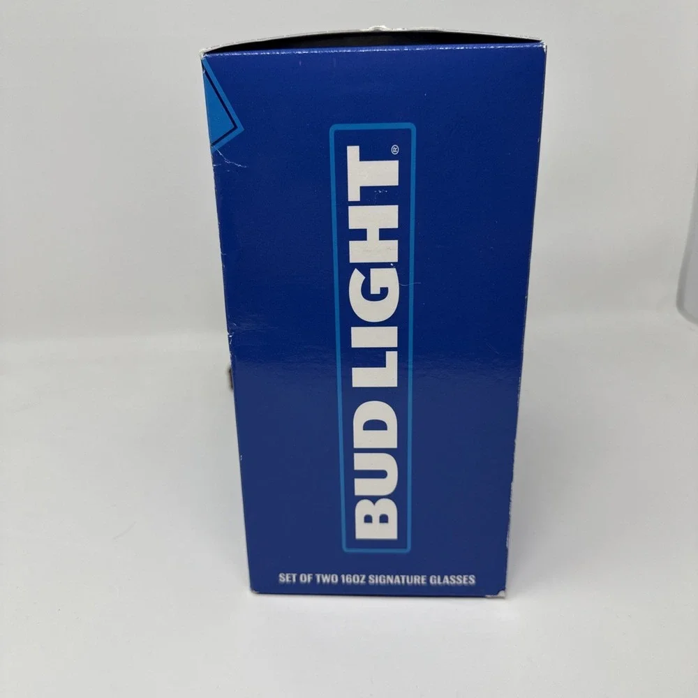 Bud Light Glasses Set Of Two 16 Oz Signature Barware/Glass Cups - Free Shipping